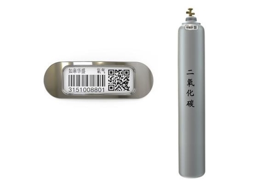 Die Industriegas-Sauerstoff-Flasche, die QR Code aufspürt zu etikettieren, handhaben Aufkleber